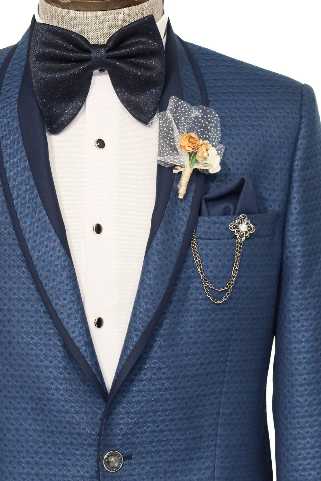 WSS Blue Patterned Tuxedo Suit  - Singen