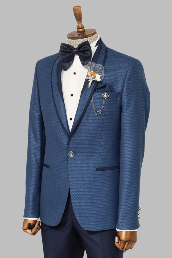 WSS Blue Patterned Tuxedo Suit  - Singen