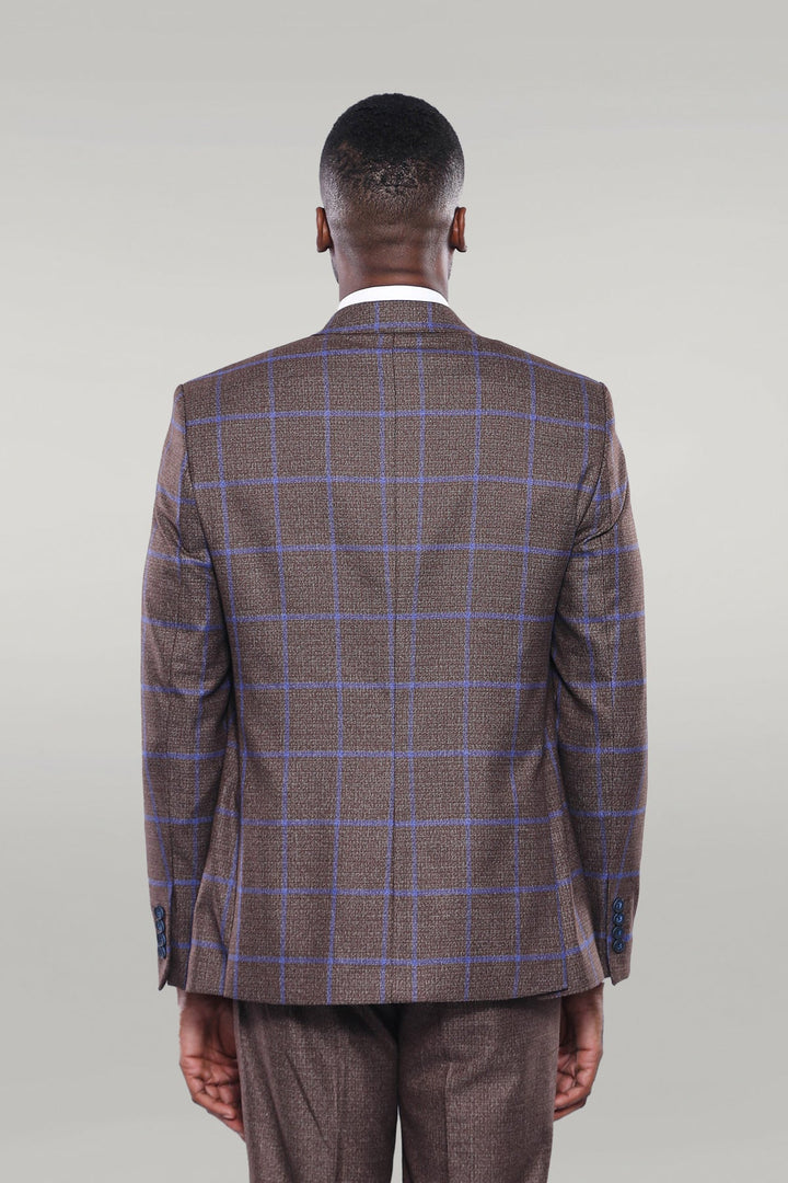 WSS Brown Blue Checked Suit  - Singen