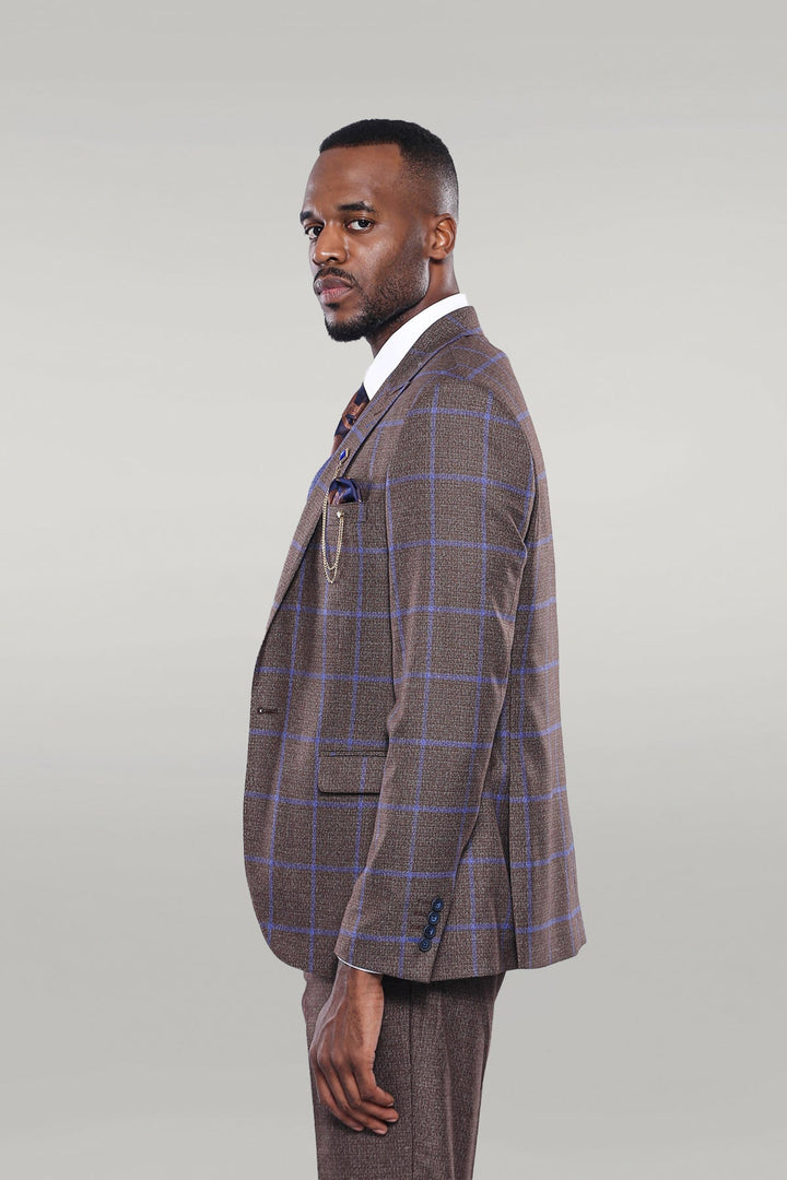 WSS Brown Blue Checked Suit  - Singen