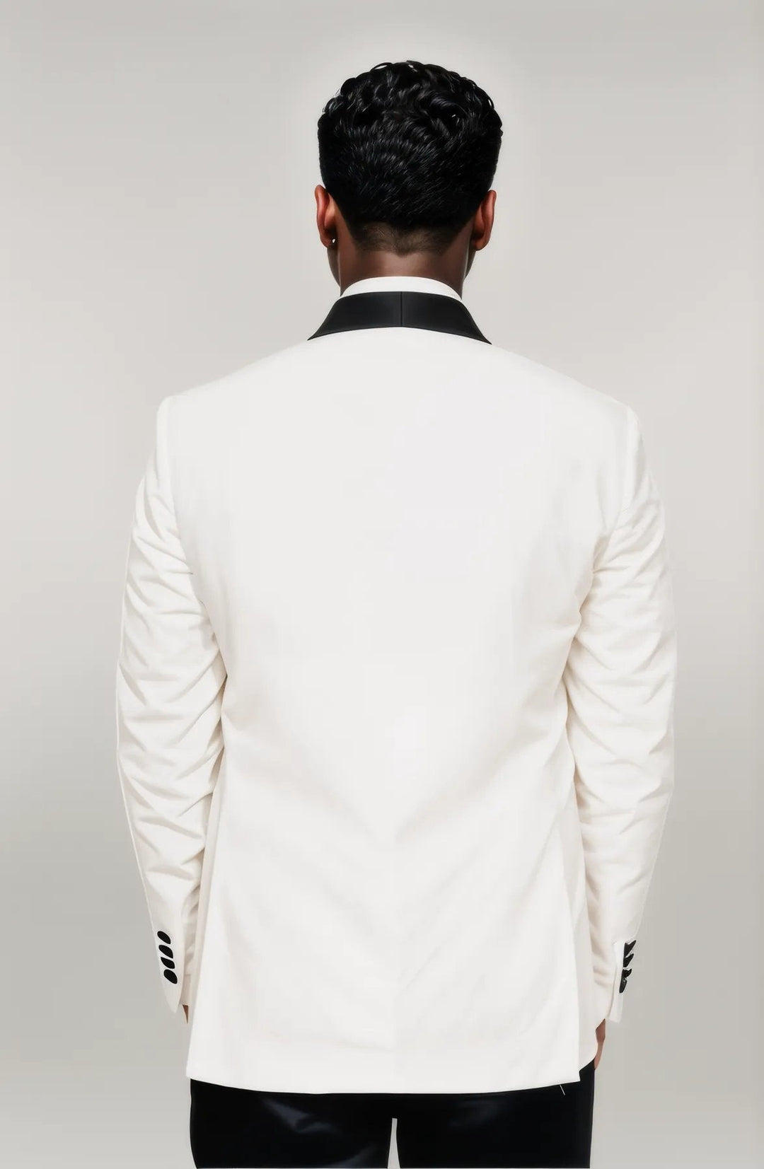 WSS Satin Shawl Collar Patterned Double Breasted White Men Tuxedo Suit  - Singen