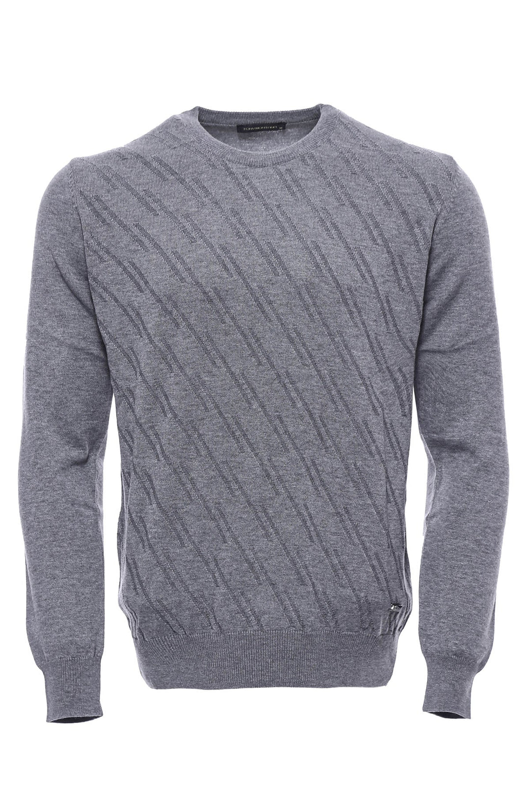 WSS Grey Patterned Circle Neck Sweater  - Singen