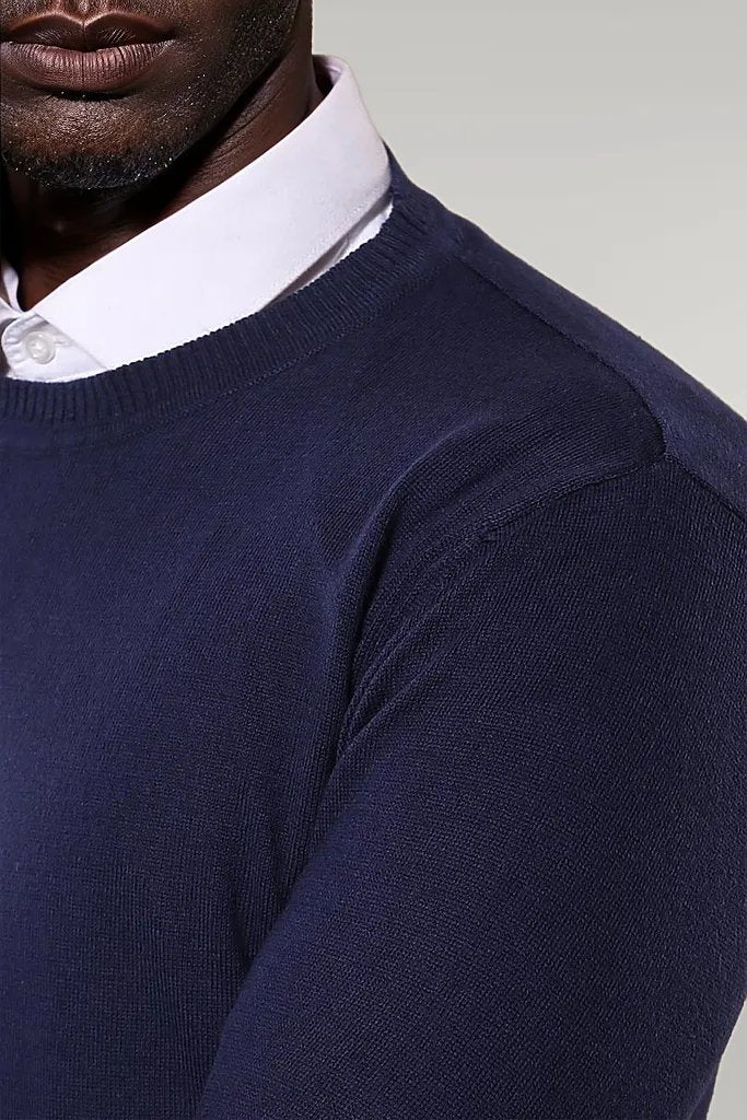 WSS Circle Collar Navy Blue Sweater  - Singen