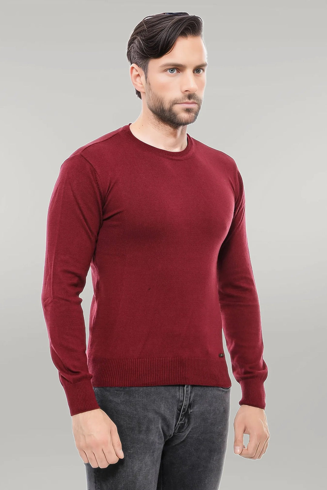 WSS Crew Neck Men's Burgundy Sweater  - Singen