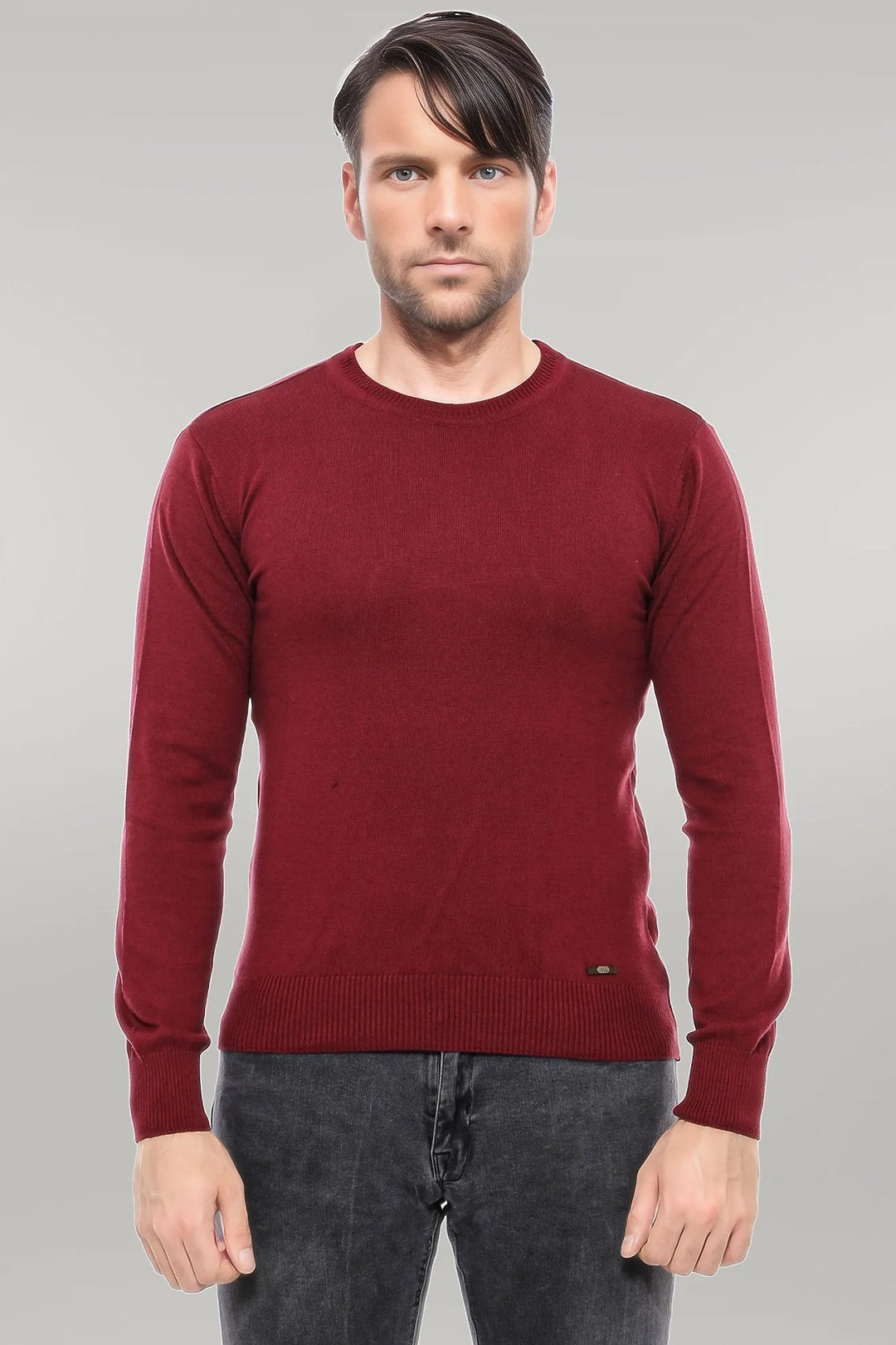 WSS Crew Neck Men's Burgundy Sweater  - Singen