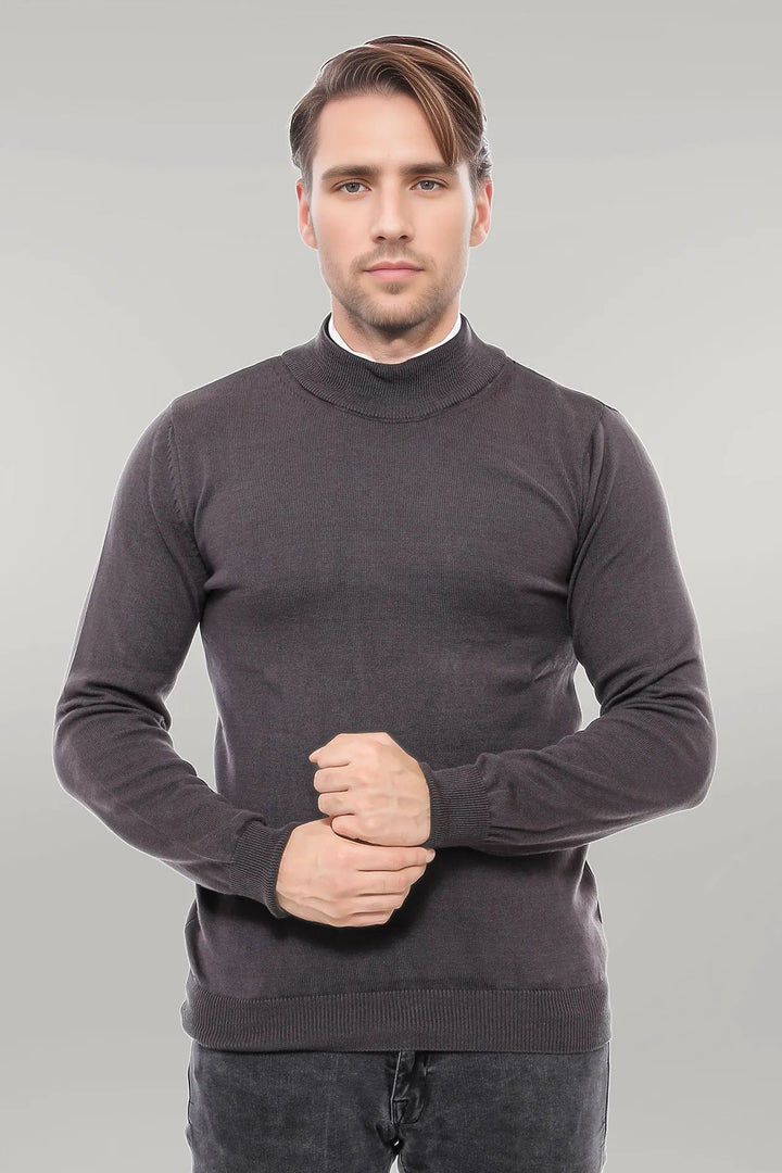 WSS Half Turtleneck Dark Grey Knitwear Sweater  - Singen