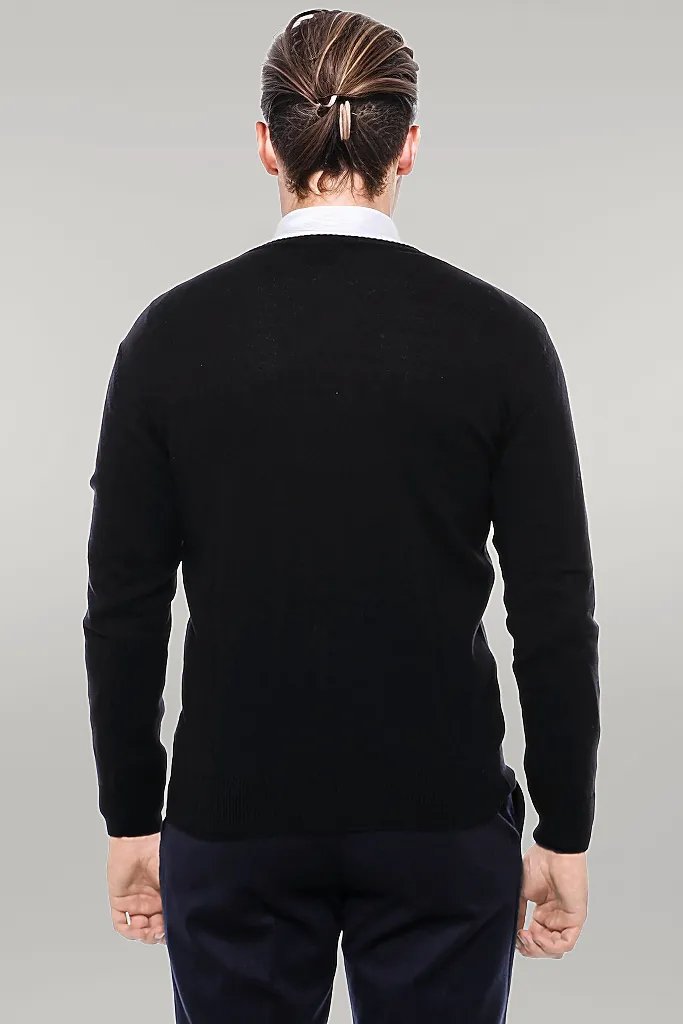 WSS V Neck Black Men's Sweater - Singen