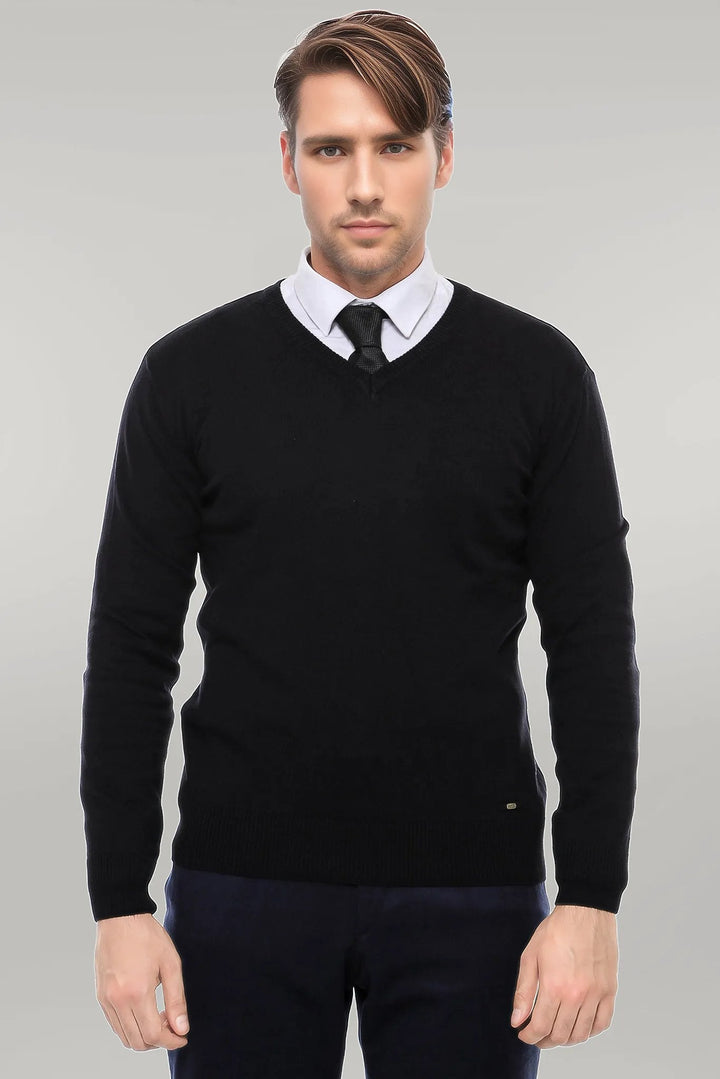 WSS V Neck Black Men's Sweater - Singen