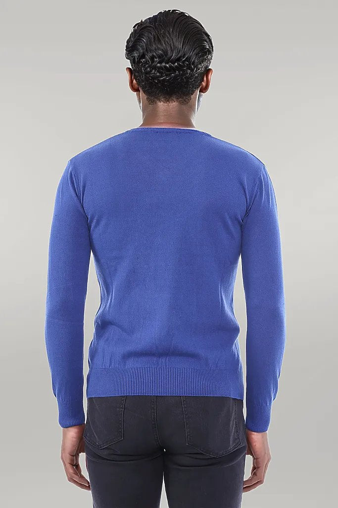 WSS V Neck Indigo Men Sweater  - Singen