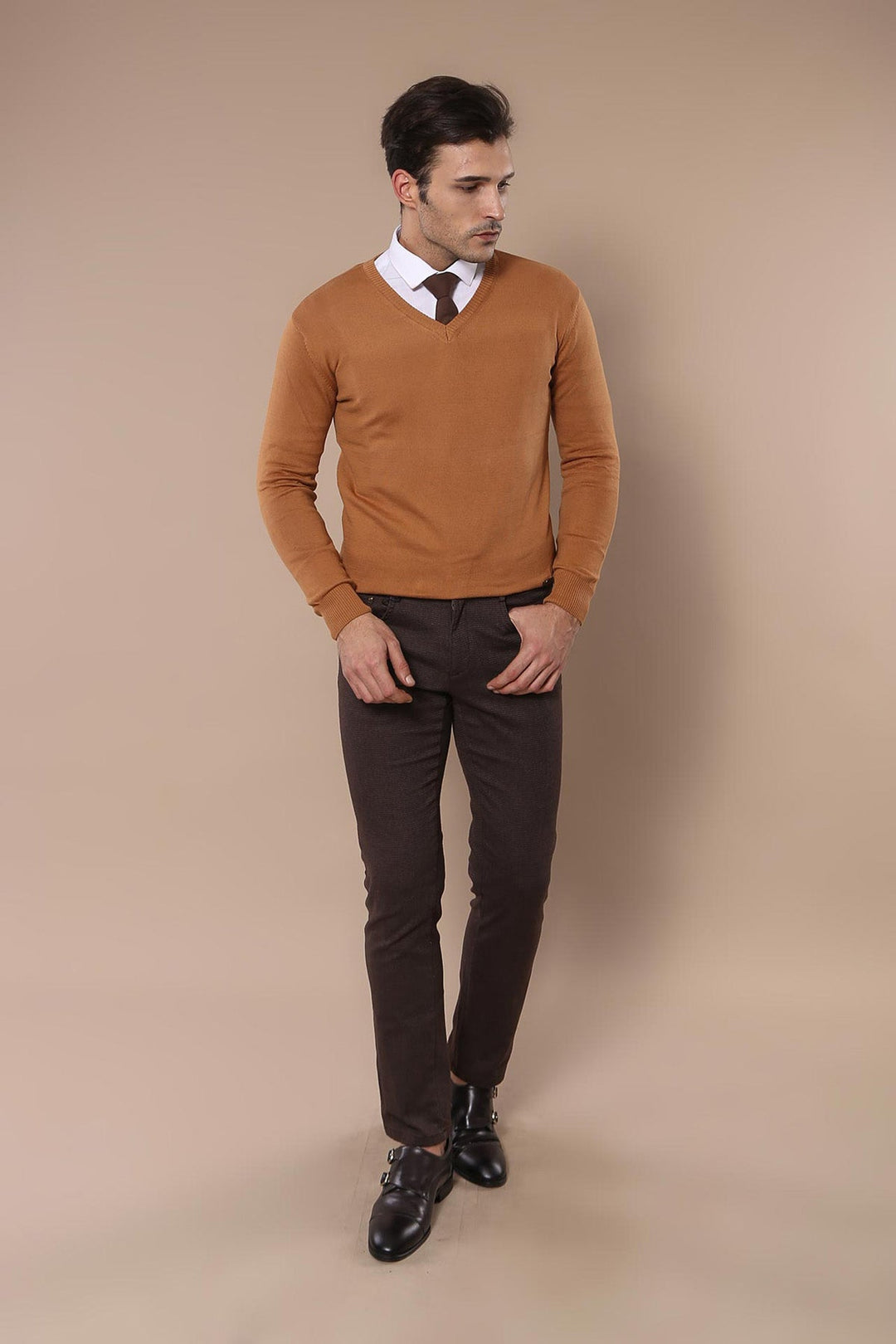 WSS V Neck Brown Sweater  - Singen