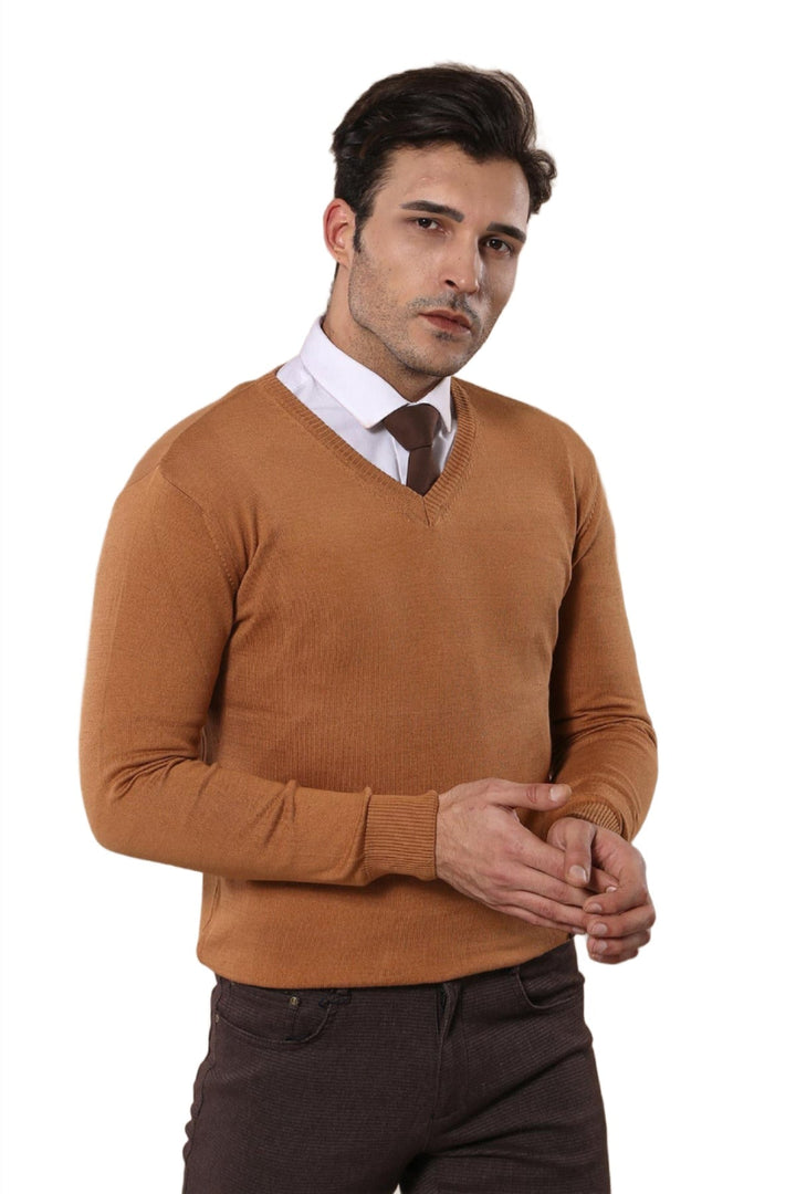 WSS V Neck Brown Sweater  - Singen