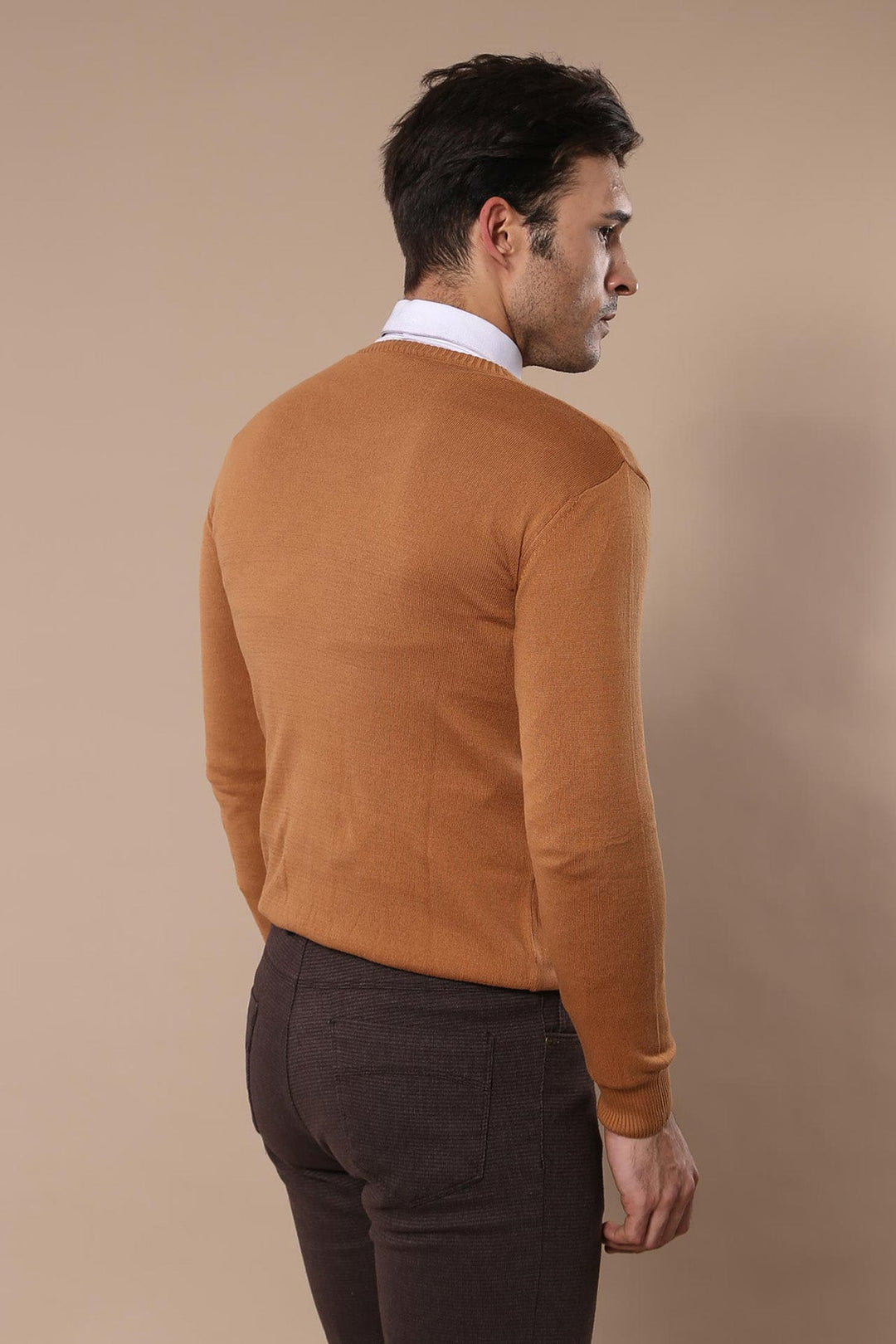 WSS V Neck Brown Sweater  - Singen