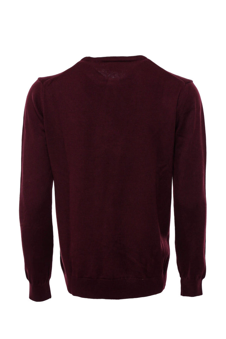 WSS Crew Neck Plain Long Sleeves Burgundy Men Sweater  - Singen