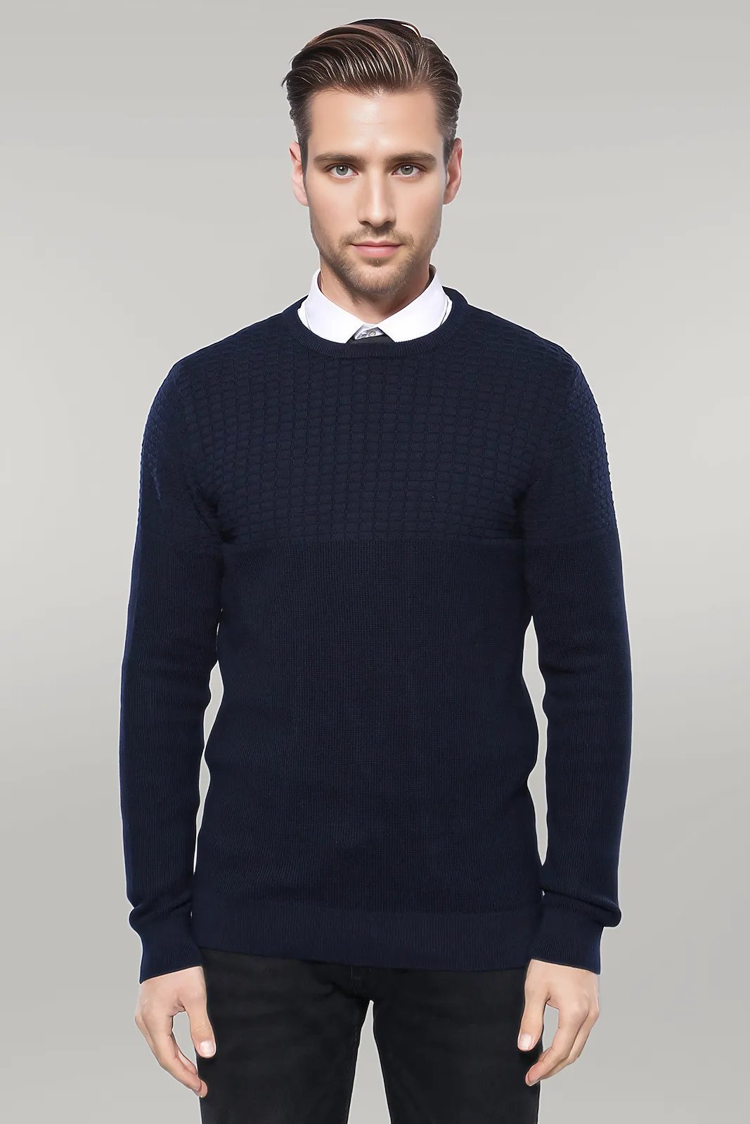 WSS Circle Neck Navy Sweater  - Singen