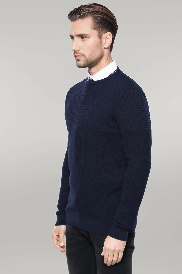 WSS Circle Neck Navy Sweater  - Singen