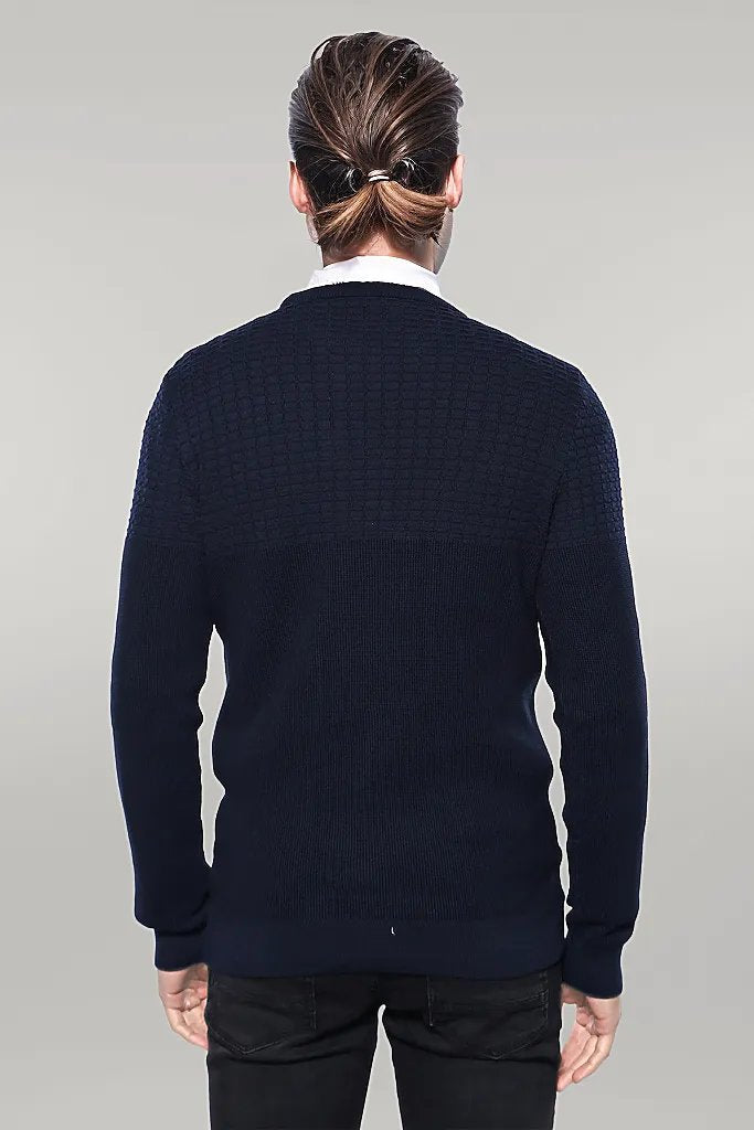 WSS Circle Neck Navy Sweater  - Singen