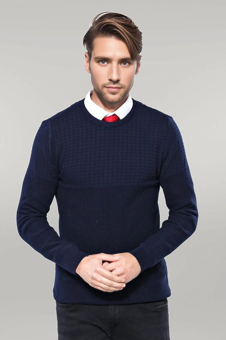 WSS Circle Neck Navy Sweater  - Singen