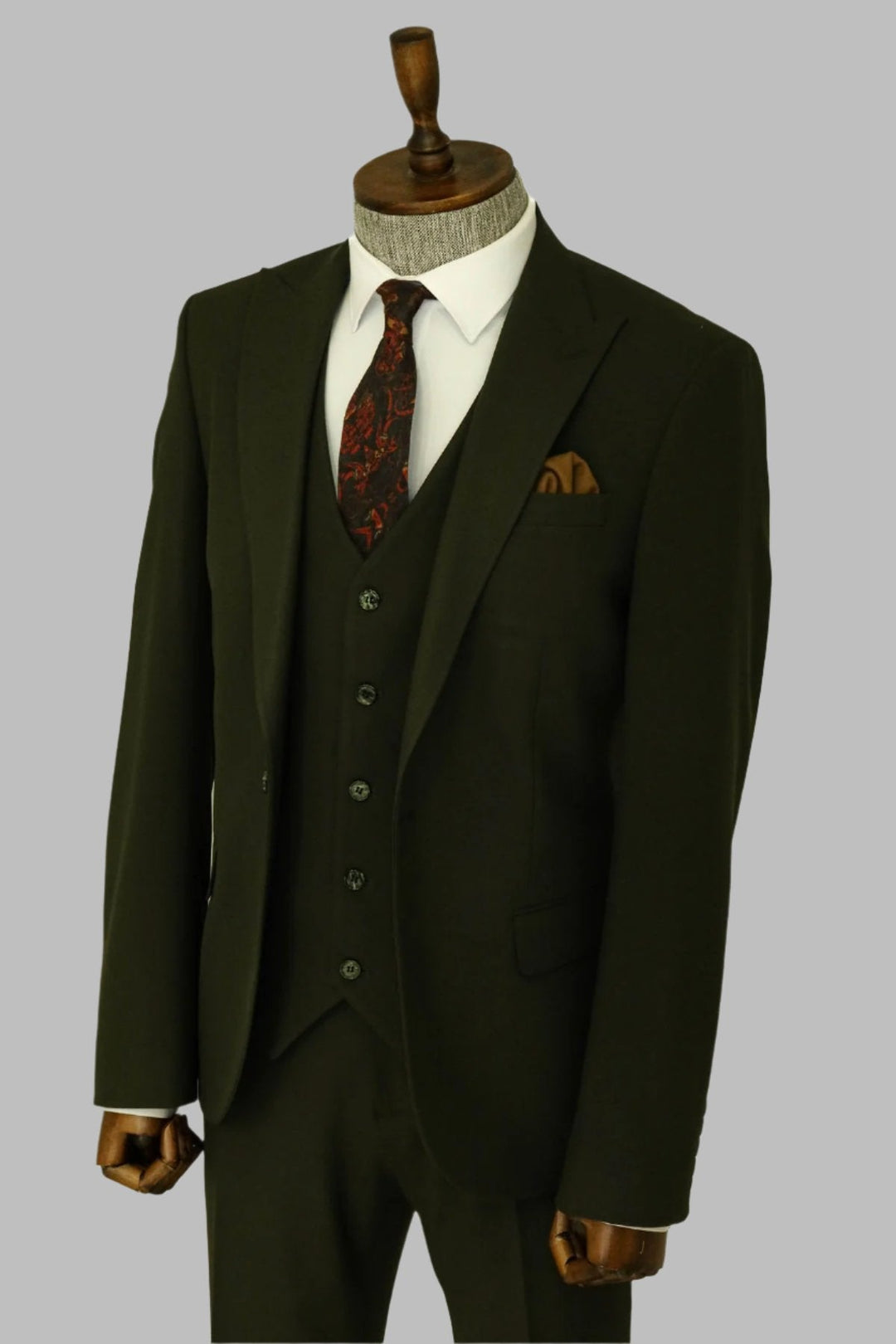 WSS Three Piece Slim Fit Single Button Green Men Suit - Singen