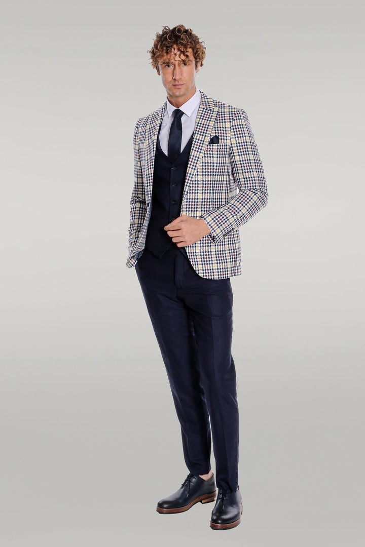 WSS Plaid Navy Blue Men Suit  - Singen