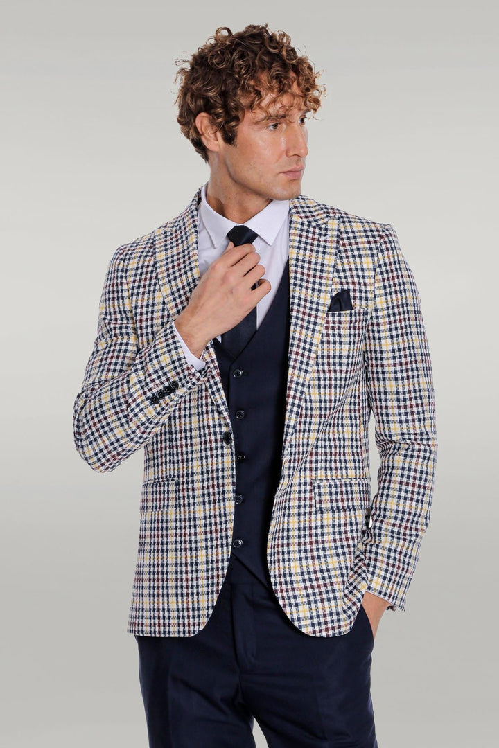 WSS Plaid Navy Blue Men Suit  - Singen