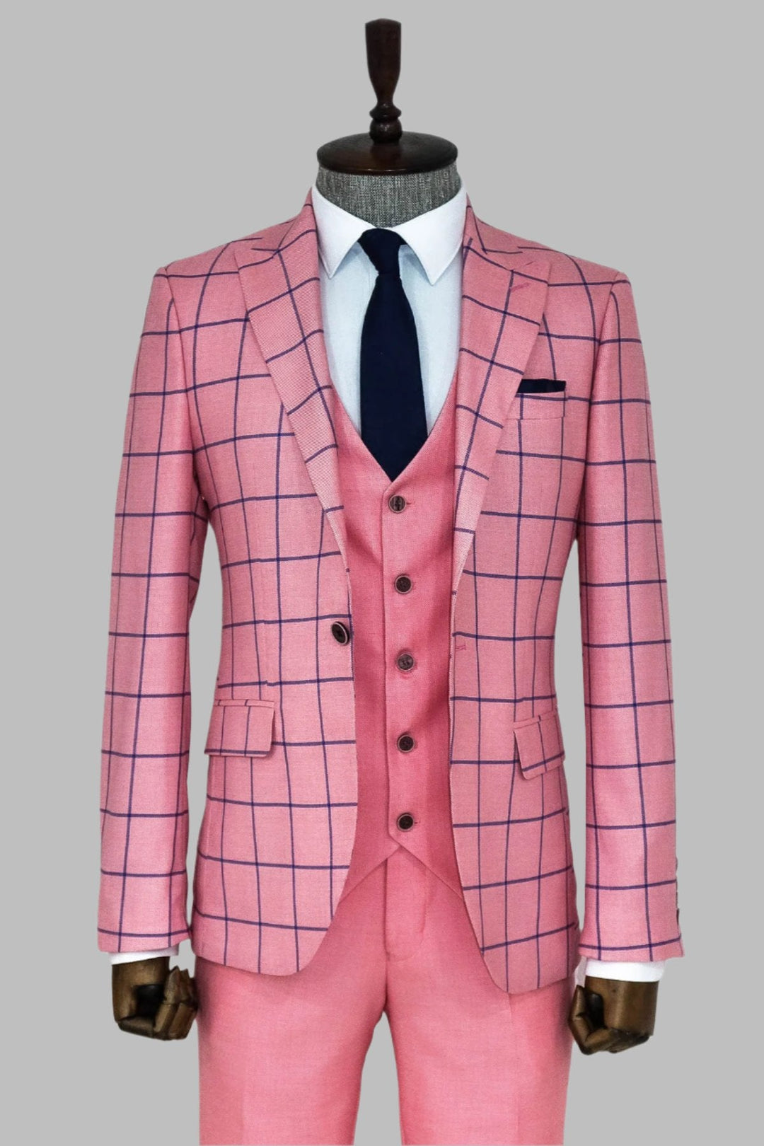 WSS Slim Fit Patterned Pink Men Combination Suit  - Singen