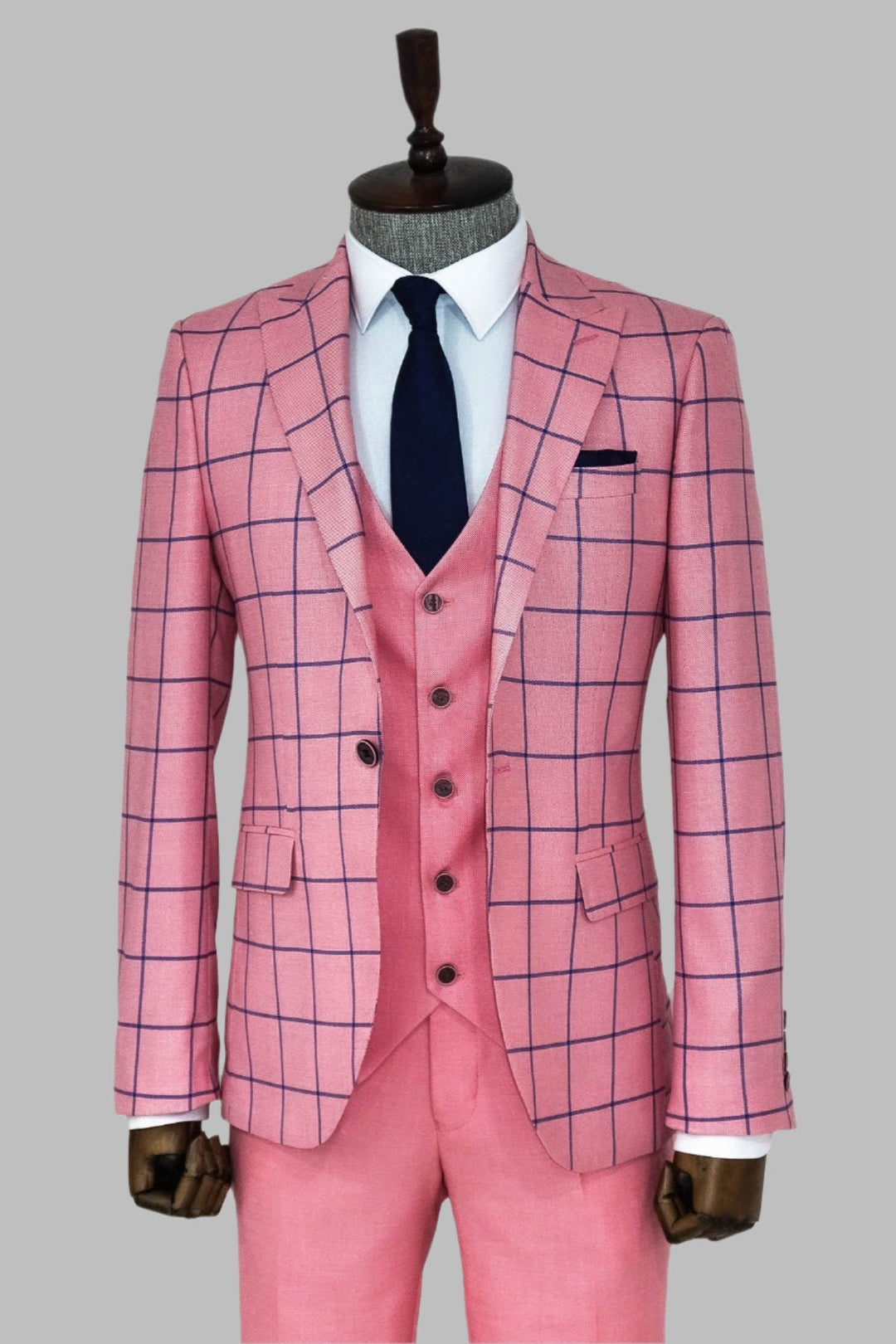 WSS Slim Fit Patterned Pink Men Combination Suit  - Singen