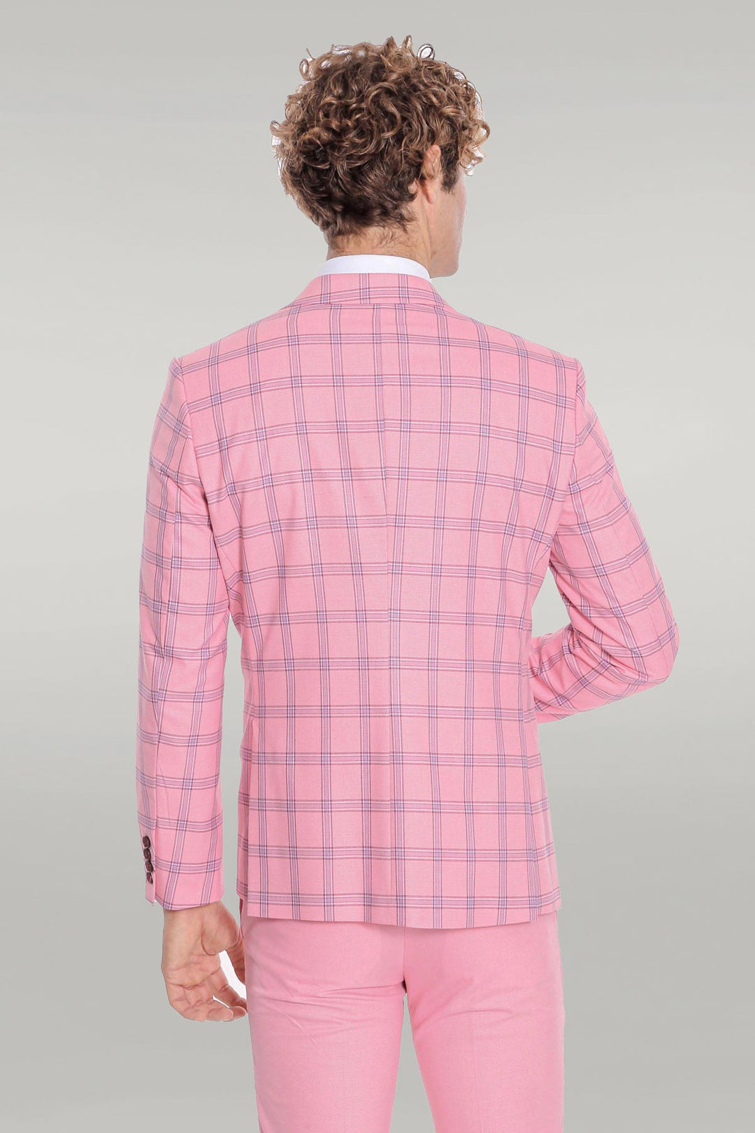 WSS Checked Patterned Slim Fit Pink Men Suit  - Singen