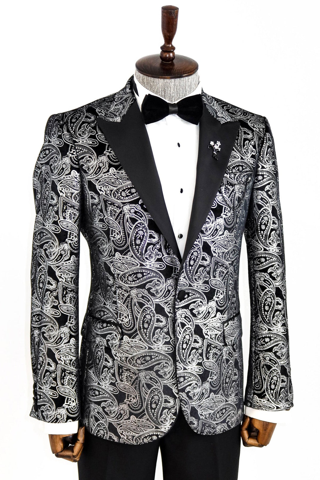 WSS Gold Patterned Over Grey Men Prom Blazer  - Singen