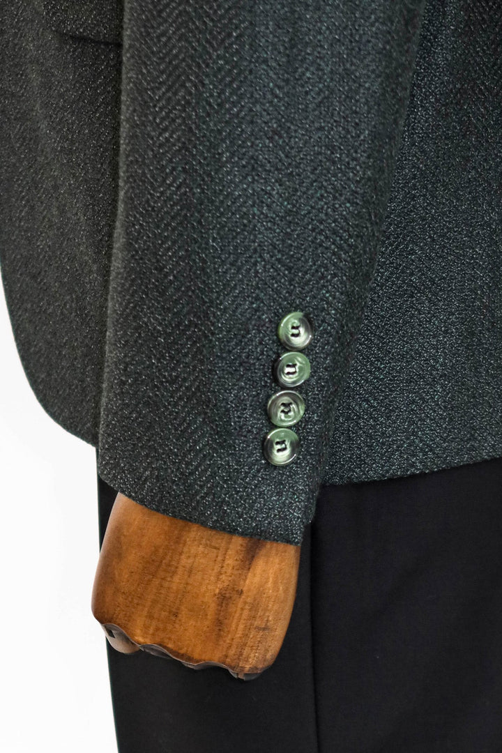 WSS Slim Fit Patterned Dark Green Men Blazer  - Singen