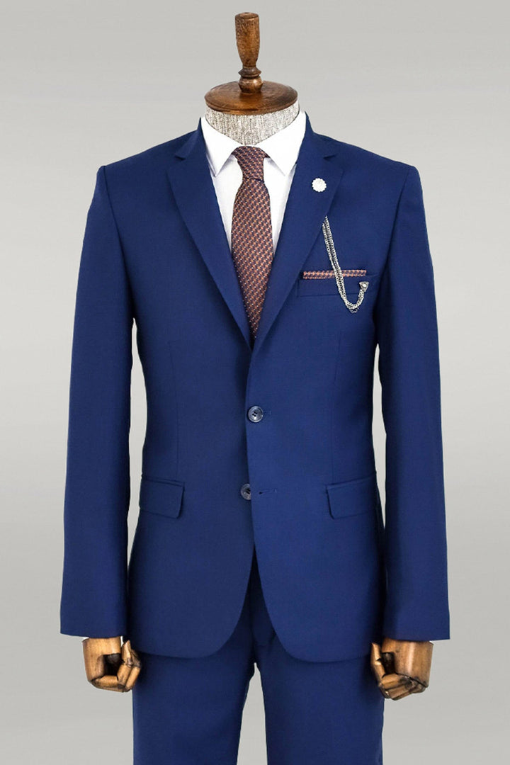 WSS Two Buttons Two Piece Blue Men Suit  - Singen