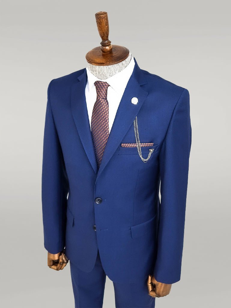 WSS Two Buttons Two Piece Blue Men Suit  - Singen