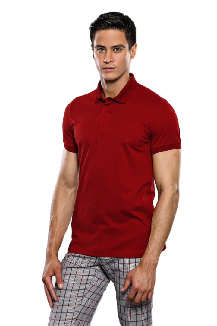 WSS Basic Claret Red Men Polo T-Shirt  - Singen