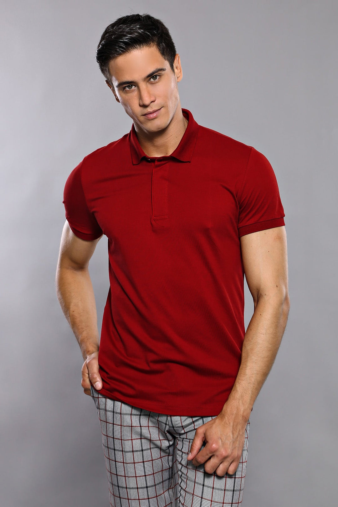 WSS Basic Claret Red Men Polo T-Shirt  - Singen