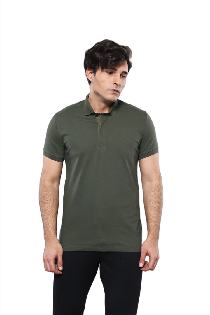 WSS Polo Plain Khaki Men T-Shirt  - Singen