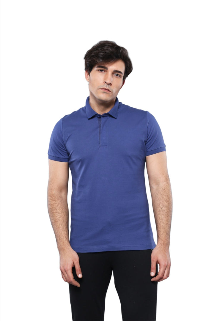 WSS Polo Plain Indigo Blue Men T-Shirt  - Singen