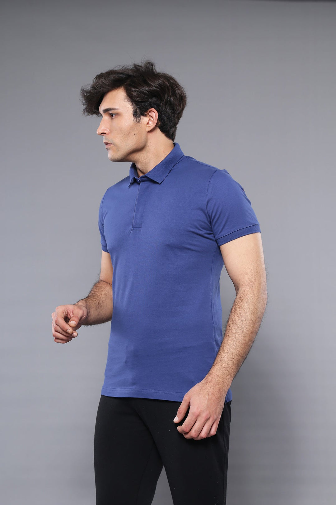 WSS Polo Plain Indigo Blue Men T-Shirt  - Singen