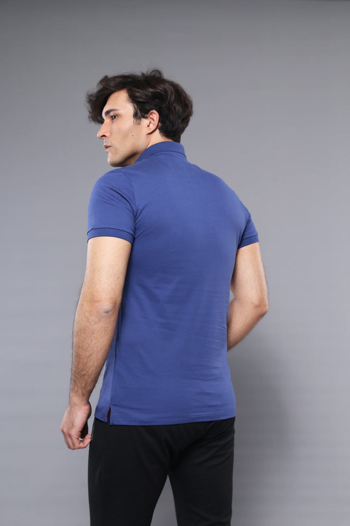 WSS Polo Plain Indigo Blue Men T-Shirt  - Singen