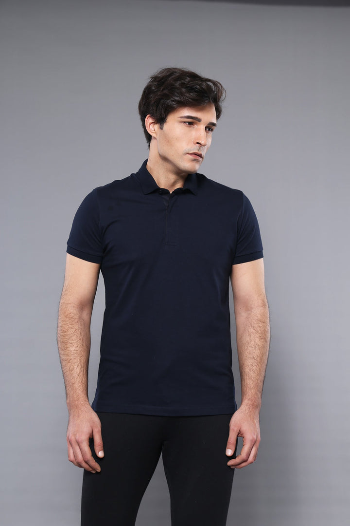 WSS Polo Plain Navy Blue T-Shirt  - Singen