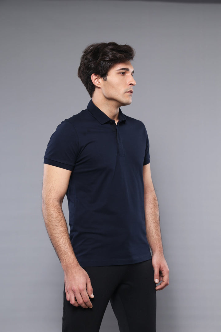 WSS Polo Plain Navy Blue T-Shirt  - Singen