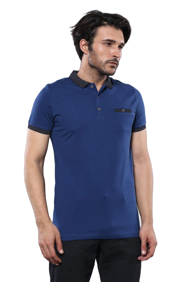 WSS Men's Blue Polo T-Shirt Navy Detailed  - Singen