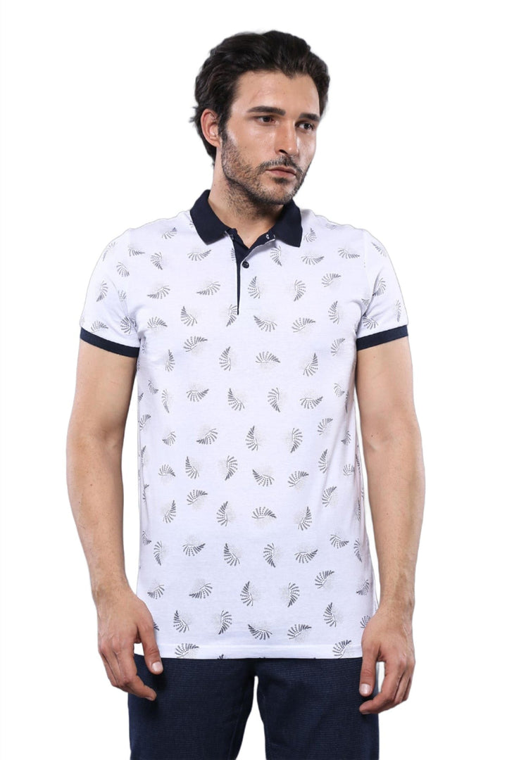 WSS White Printed Polo Men's T-Shirt  - Singen