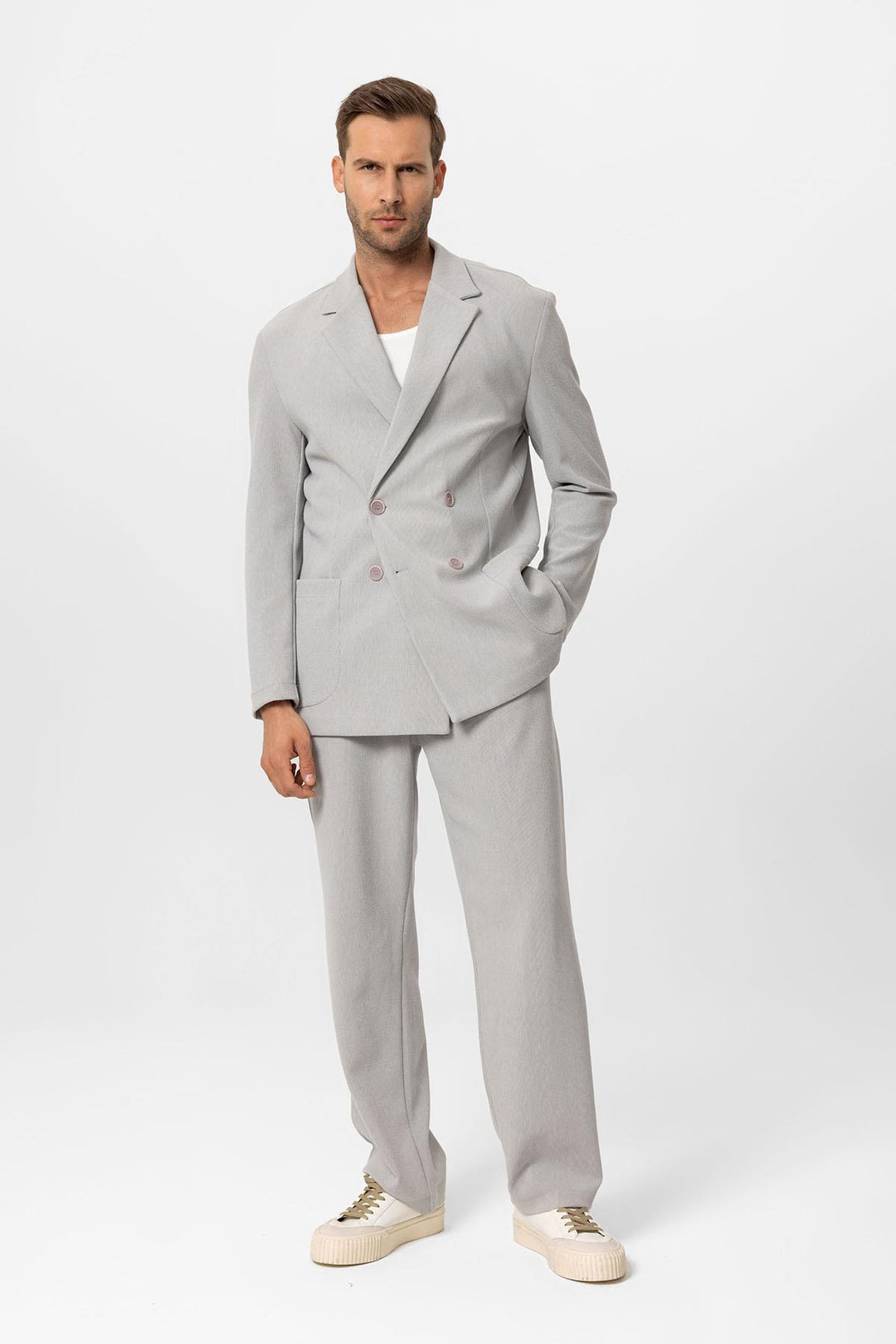 ANT Double-breasted Closure Relax Fit Men's Suit - West Sacramento