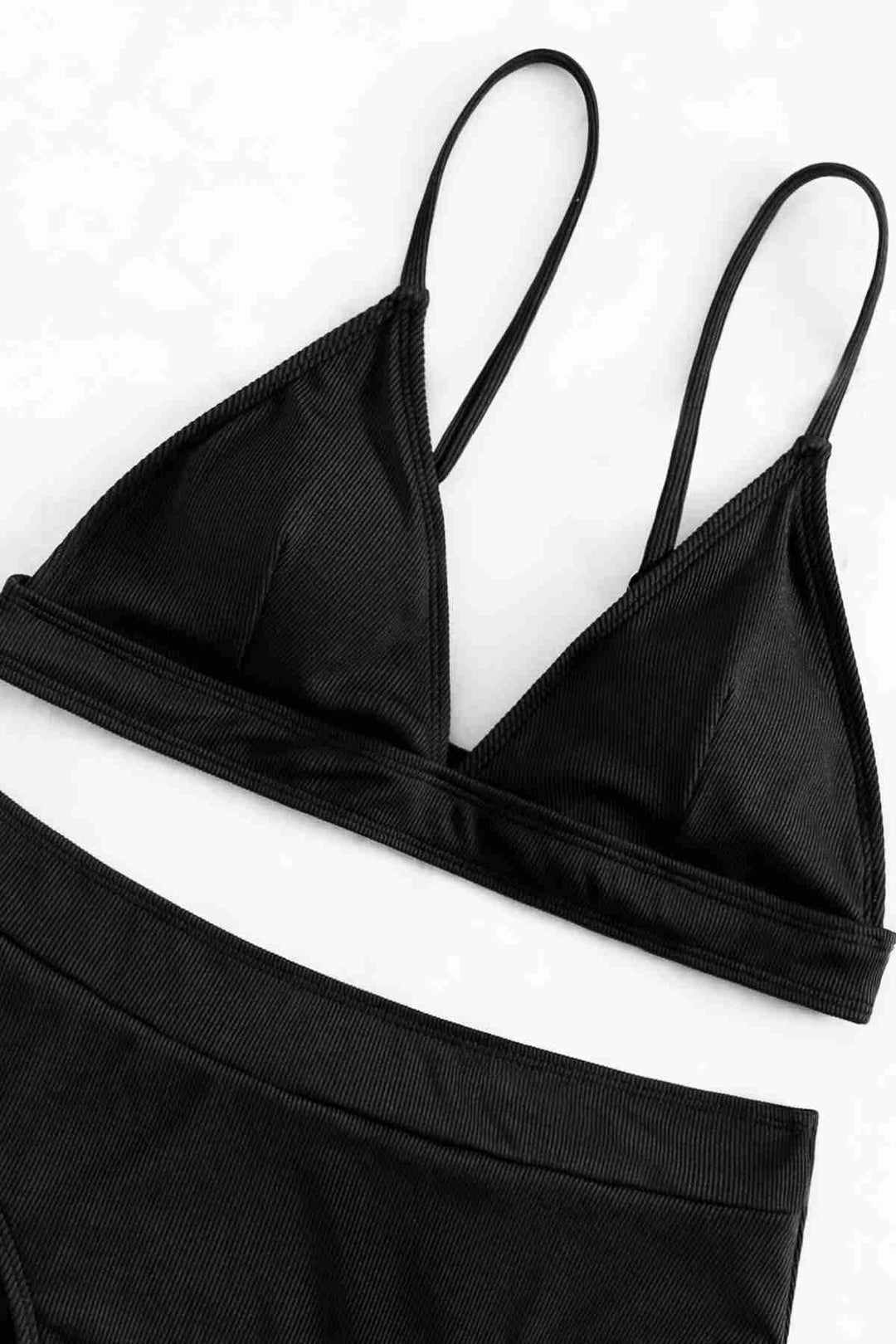 IGR Women Angels Adjustable Strap Triangle Design Bikini Top Black - Boryslav