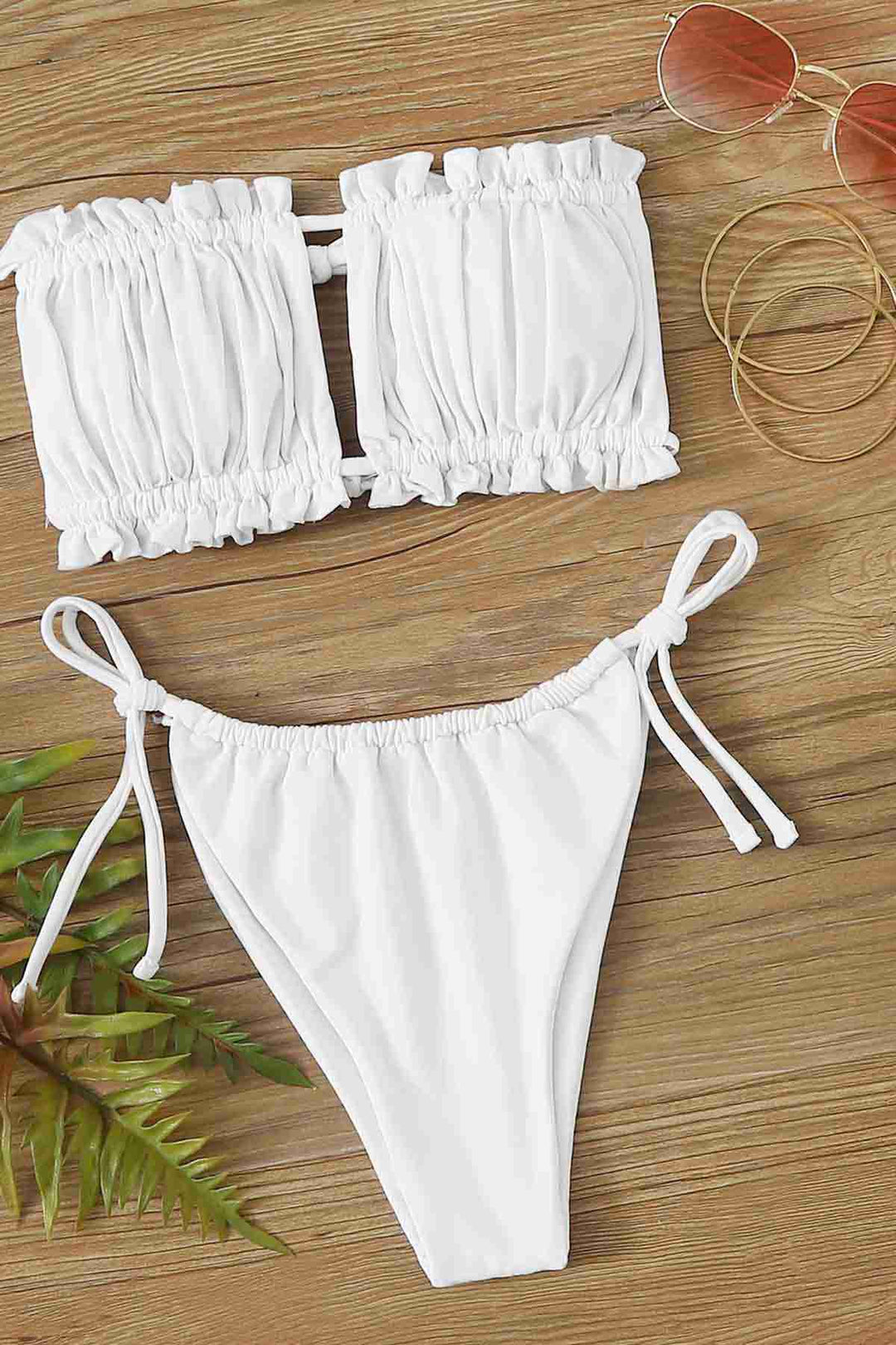 IGR Women Angels in Brazil Model Ruched Tie Bikini Bottom White - Cwmbran