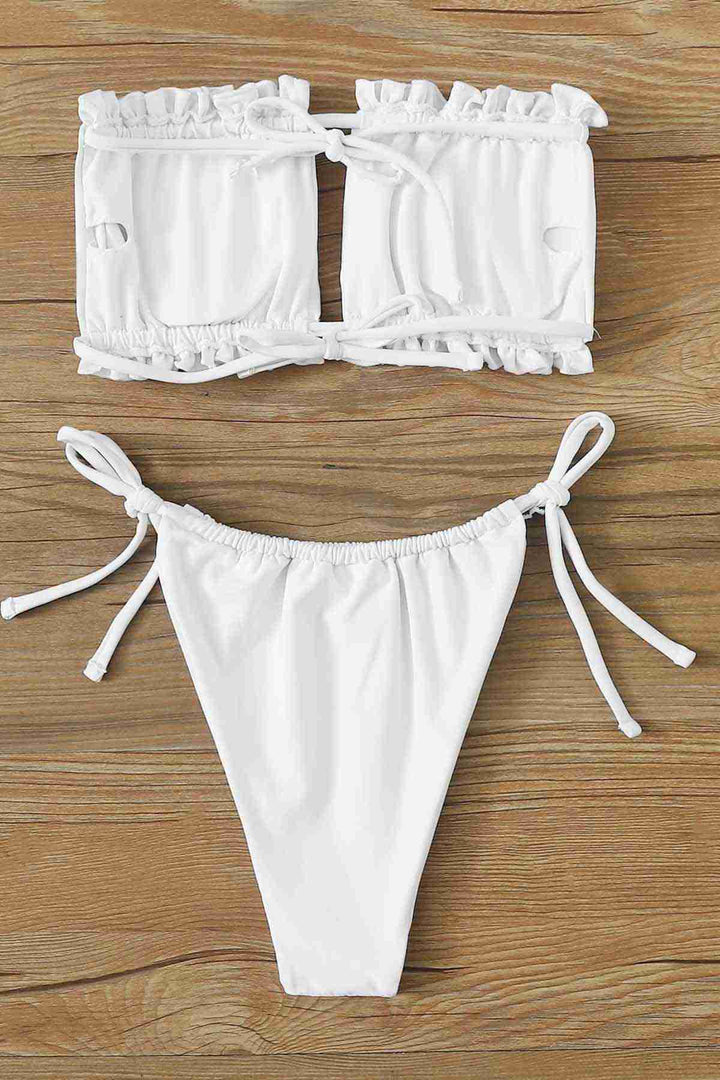 IGR Women Angels in Brazil Model Ruched Tie Bikini Bottom White - Cwmbran