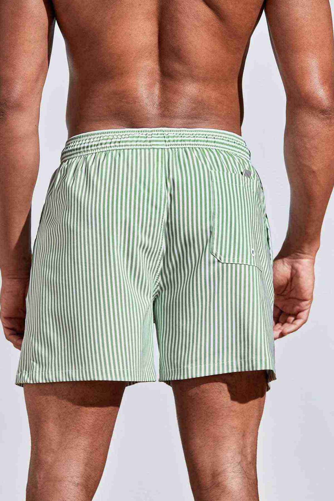 IGR Women Angelsin Men's Basic Standard Size Slim Striped Printed Swim Shorts with Pockets Green - Drachten