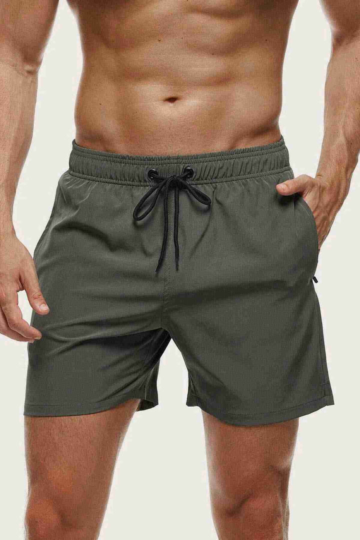 IGR Women Angelsin Men's Basic Standard Size Swim Shorts with Zippered Pocket Green - La Independencia