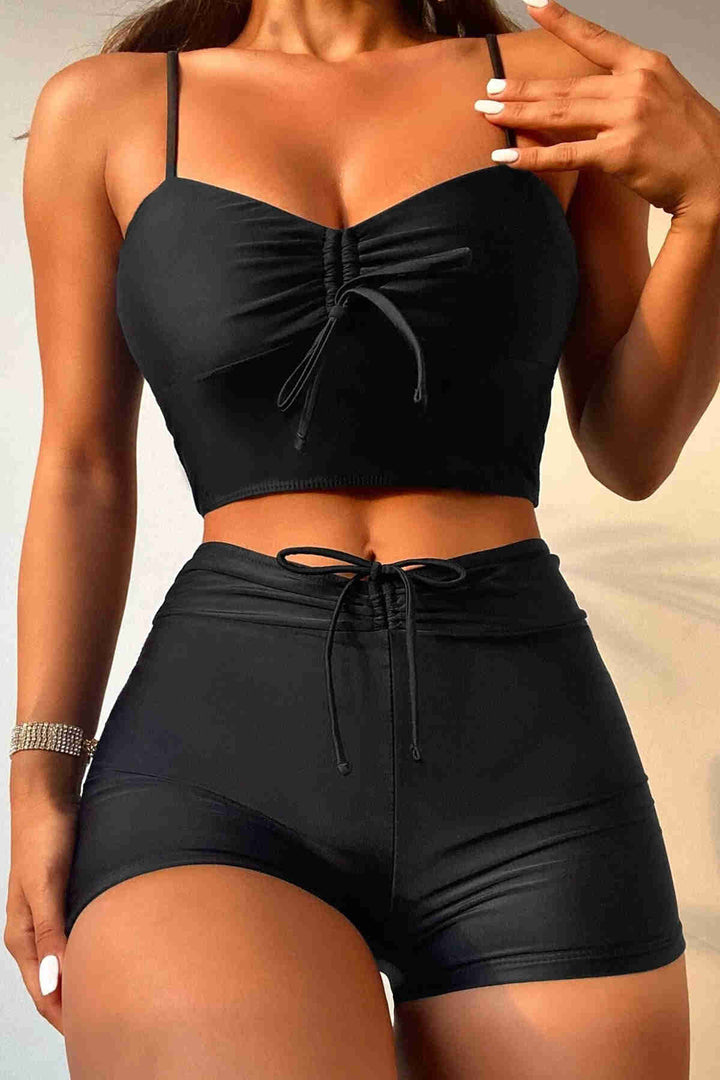 IGR Women Angels Front Adjustable Ruched Bikini Top Black - Schagen