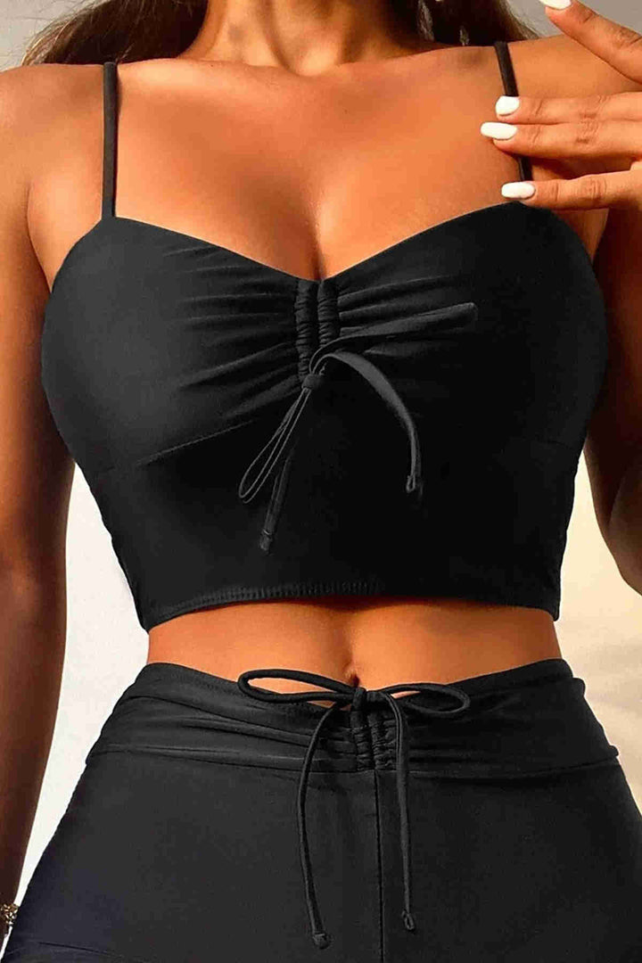 IGR Women Angels Front Adjustable Ruched Bikini Top Black - Schagen