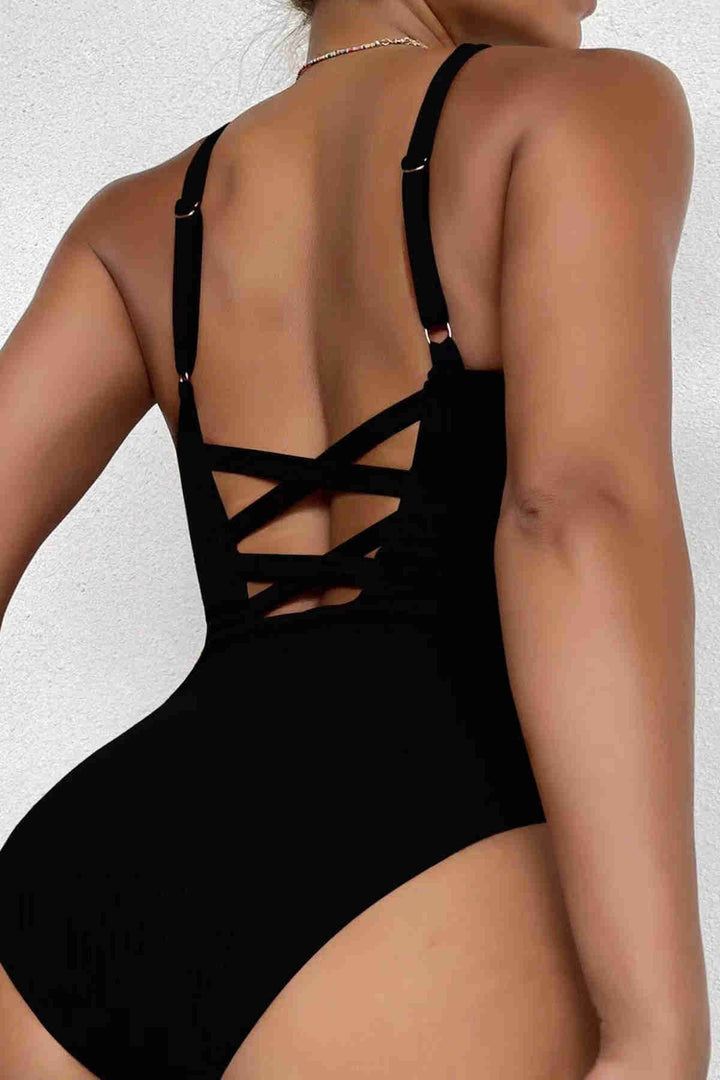 ملابس سباحة IGR Women Angels Special Fabric Cross Back Decollete Monokini باللون الأسود - Longview